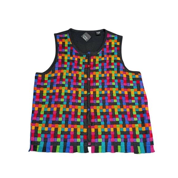 Christina Rotelli  Multi-Colors  Color Block  Woven Vest Women's Medium - Picture 1 of 4